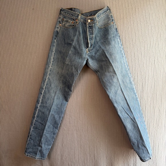 Levi's Other - Levi's 501 Original Fit Heavy Starch Straight Leg Blue Denim Jeans 34x35